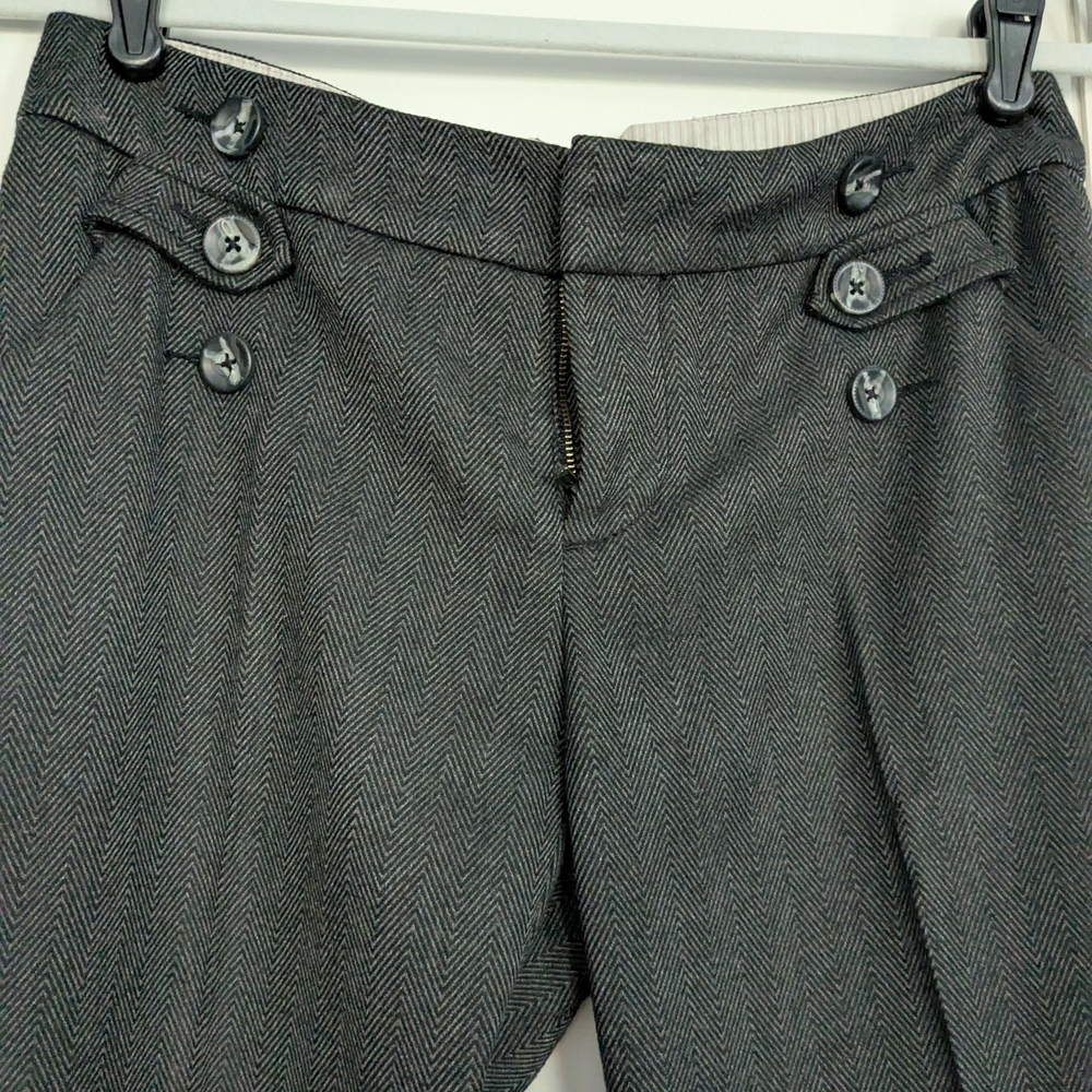 Anthropologie Gray Herringbone Wide Leg Pants Sz 4 - Picture 10 of 14
